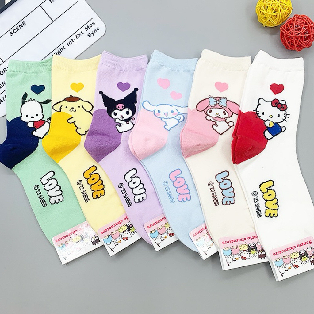 !!!พร้อมส่ง!!! ถุงเท้าผ้าฝ้าย ลายการ์ตูน sario รูปที่ 3