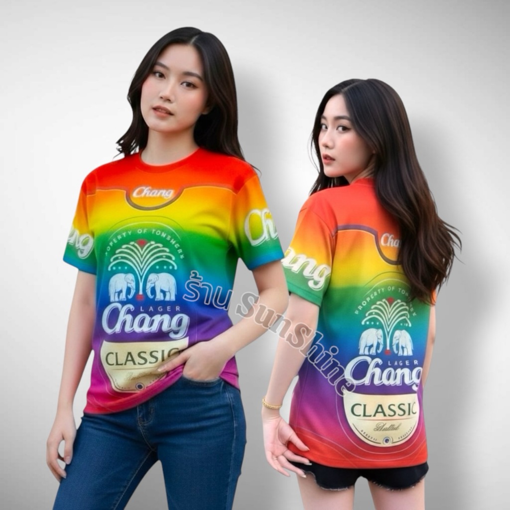 เสื้อกีฬา นุ่ม เบา สบาย ไม่ร้อน ผู้ชาย ผู้หญิง แขนสั้น ผ้าพิมพ์ลาย