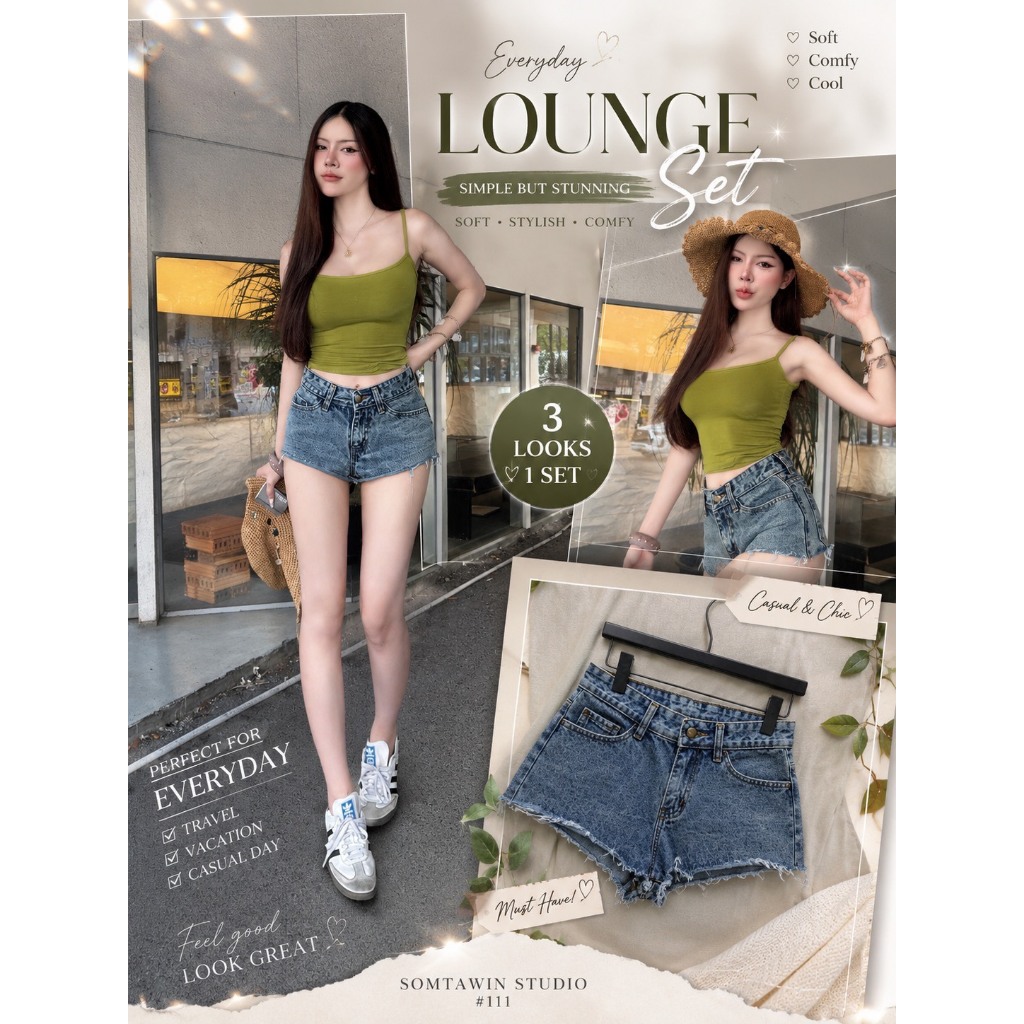 【SIRINAN STUDIO】 SRN 111 "JEANS" กางเกงขาสั้น ที่สั้นมากๆ ซะใจสายเสวววววถ้าอยากให้โชว์แก้มก้นนิดๆ