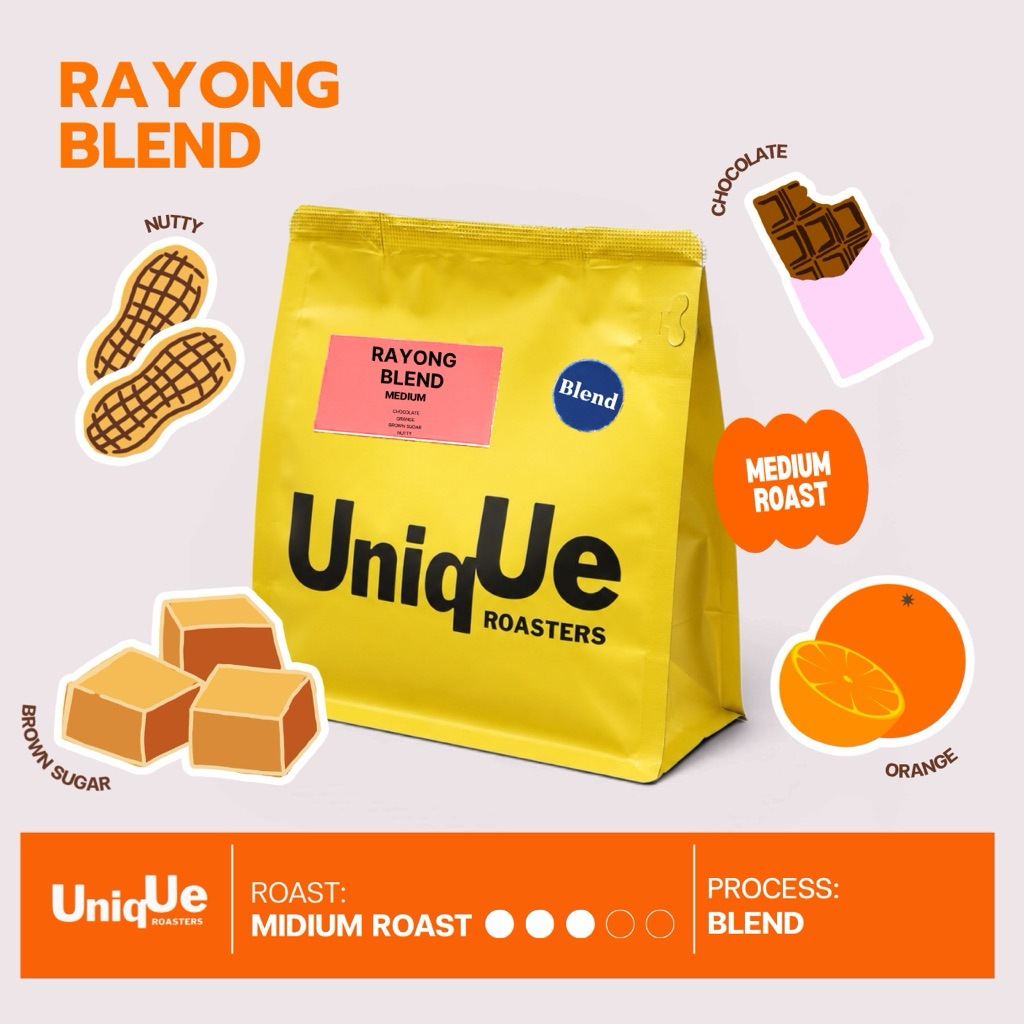 Unique Roaster - เมล็ดกาแฟคั่วกลาง ระยองเบลนด์ Rayong Blend Coffee (เหมาะสำหรับกาเเฟนม)