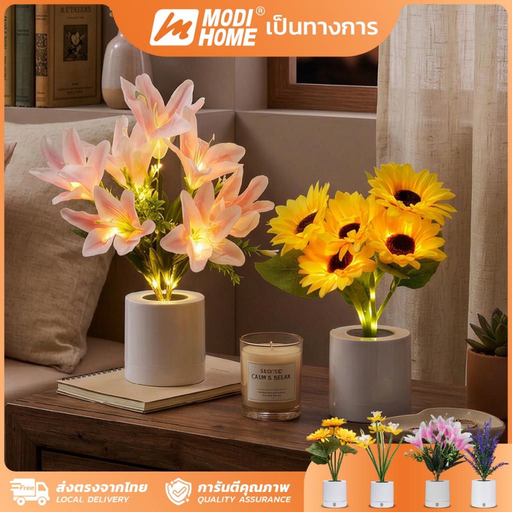 MODI โคมไฟตั้งโต๊ะ LED ชาร์จ USB ไฟข้างเตียง Table lamp ไฟแต่งห้อง ไฟประดับ โคมไฟดอกไม้ ไฟLED