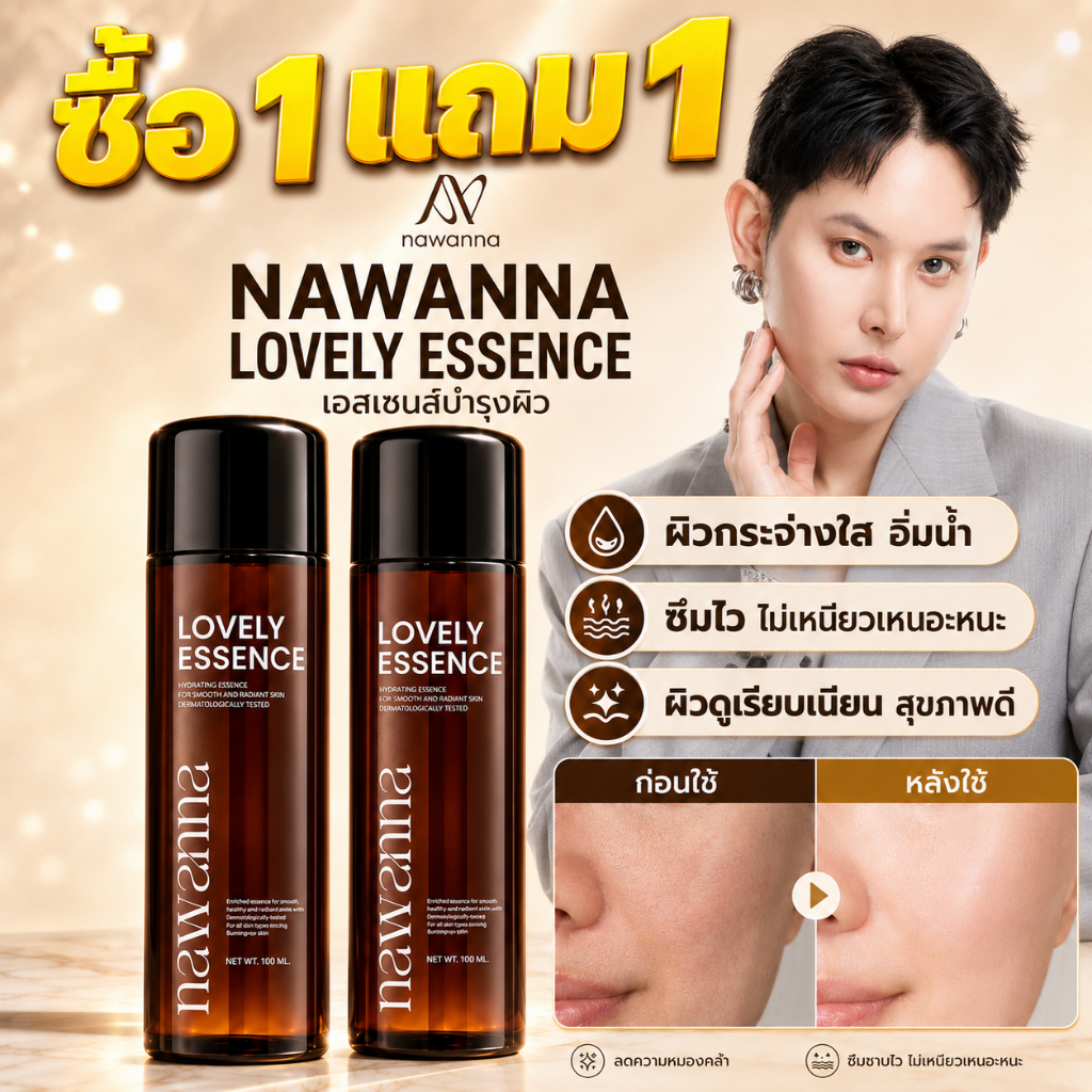 ซื้อ 1 แถม 1🔥ของแท้ โทนเนอร์บำรุงผิวหน้า Nawanna Lovely Essence (โดย คุณโจ) เอสเซนส์ ลดเลือนฝ้ากระ ผิวชุ่มชื้น เหมาะกับผ