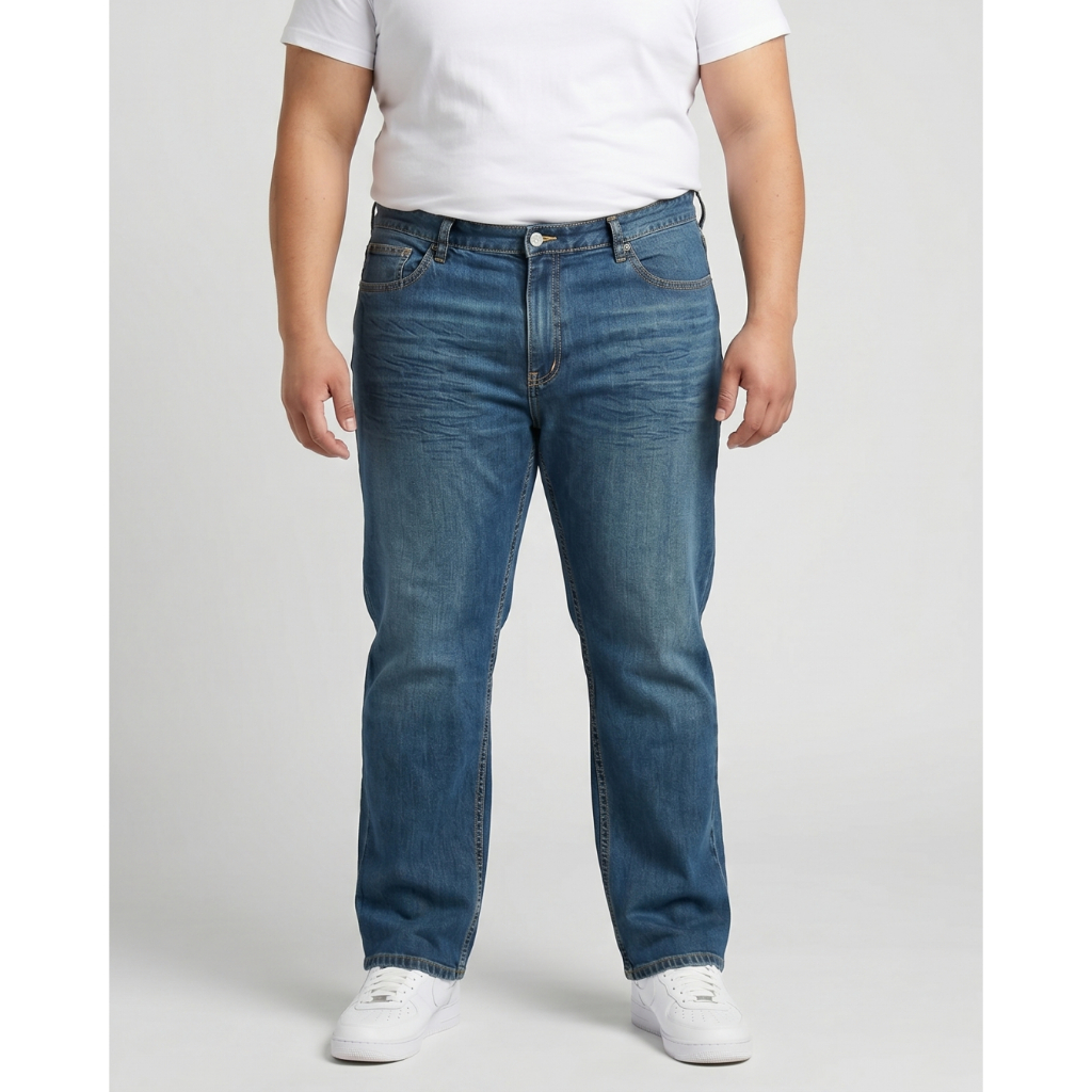 MEDIA Jeans กางเกงยีนส์ คนอ้วน ขายาว ผู้ชาย สีน้ำเงินเทา ขนาดใหญ่ (SN:9002/5)