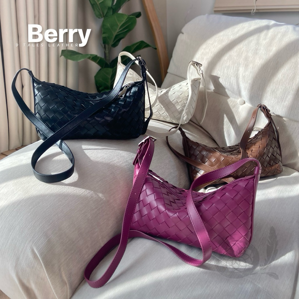 DTALES Berry กระเป๋าหนังแกะสานแท้ คล้องไหล่และสะพายข้าง