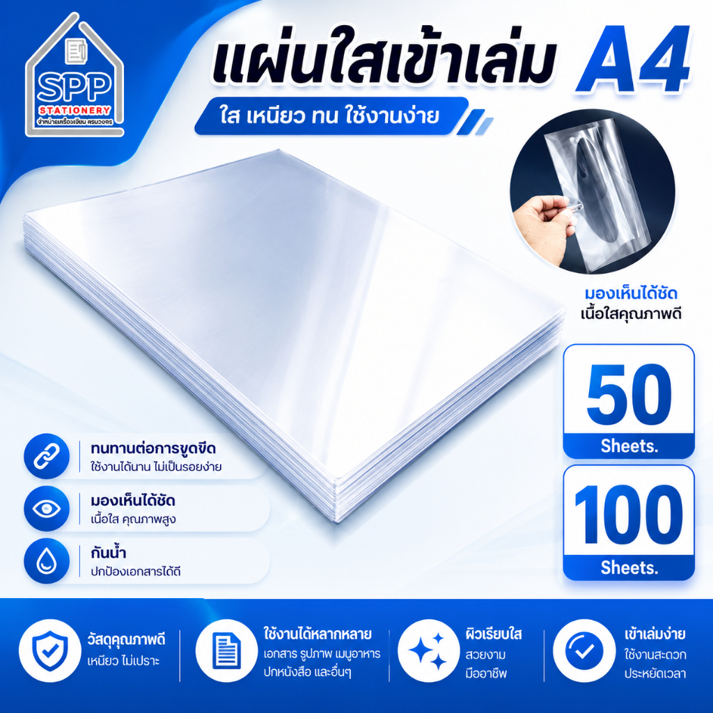 [มีส่งด่วน] แผ่นใส ปกพลาสติก รุ่น PET และพลาสติกแผ่นใส ปกพร้อมส่ง 50 , 100 แผ่น ปกใส ปกรายงาน