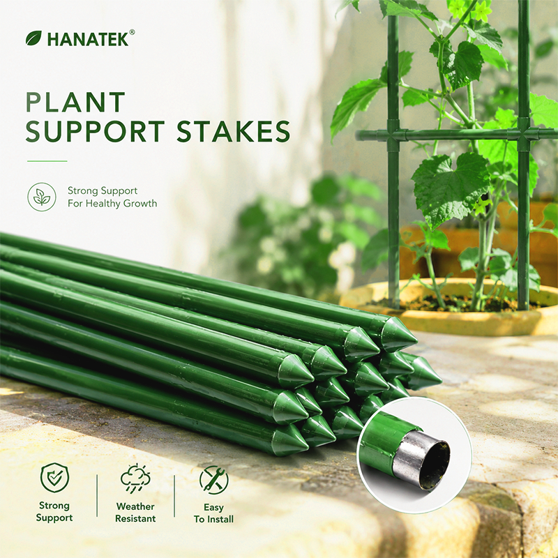 HANATEK ไม้ค้ำต้นไม้ PVC 11mm 60/90cm เสาปักต้นไม้ ไม้พยุงต้นไม้ ค้างผัก ไม้เลื้อย 10 แท่ง สำหรับสวน