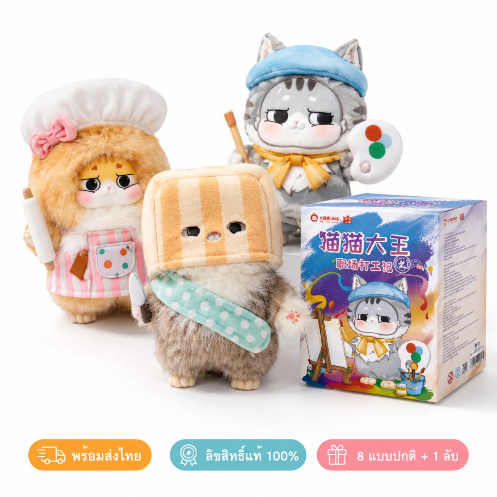 กล่องสุ่มตุ๊กตาแมวเหมียวธีมออฟฟิศ ขนนุ่มน่ารัก ลิขสิทธิ์แท้ 100% พร้อมส่งไทย ของสะสม