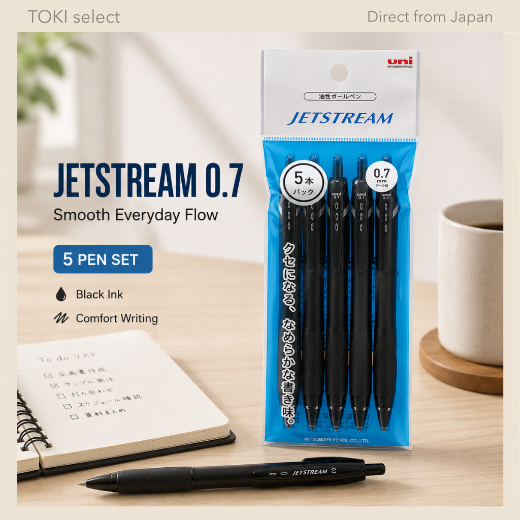 Mitsubishi Jetstream 0.7mm Black Ballpoint Pen 5 Pack Smooth Everyday Writing SXN150075P.24