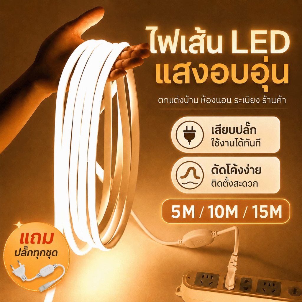 ✨COD ส่งไวจากไทย✨ ไฟเส้น LED นีออน  กันน้ำ ไฟตกแต่งกันน้ำ สำหรับตกแต่งบ้าน ร้านค้า ป้าย และฉากต่างๆ