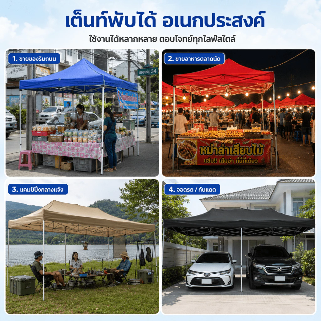 เต็นท์พับ 2x2 3x3 3x6 สำหรับขายของ เต็นท์สนาม thumbnail 4