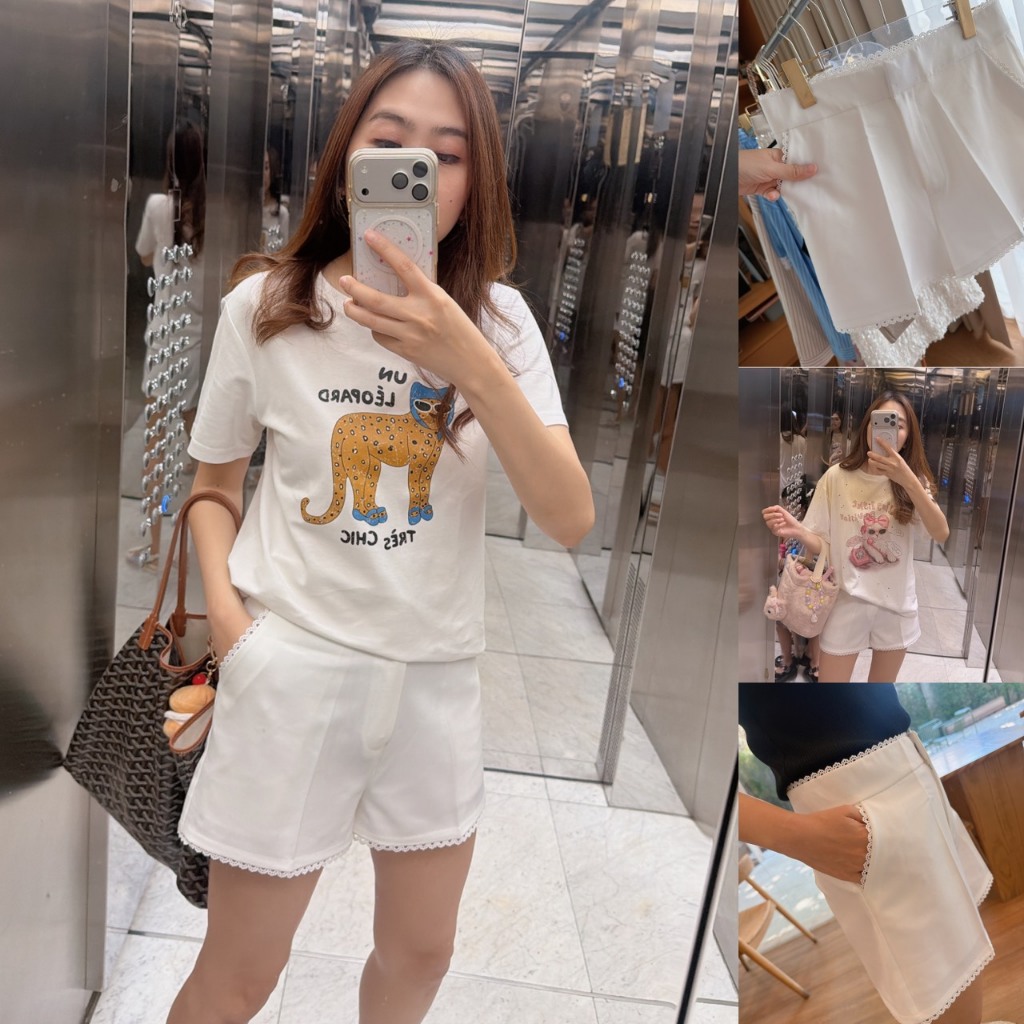 Blanc Lace Shorts กางเกงขาสั้นสีขาวดีเทลลูกไม้เล็กที่ปลายขาและขอบเอว เนื้อผ้าทิ้งตัวสวย