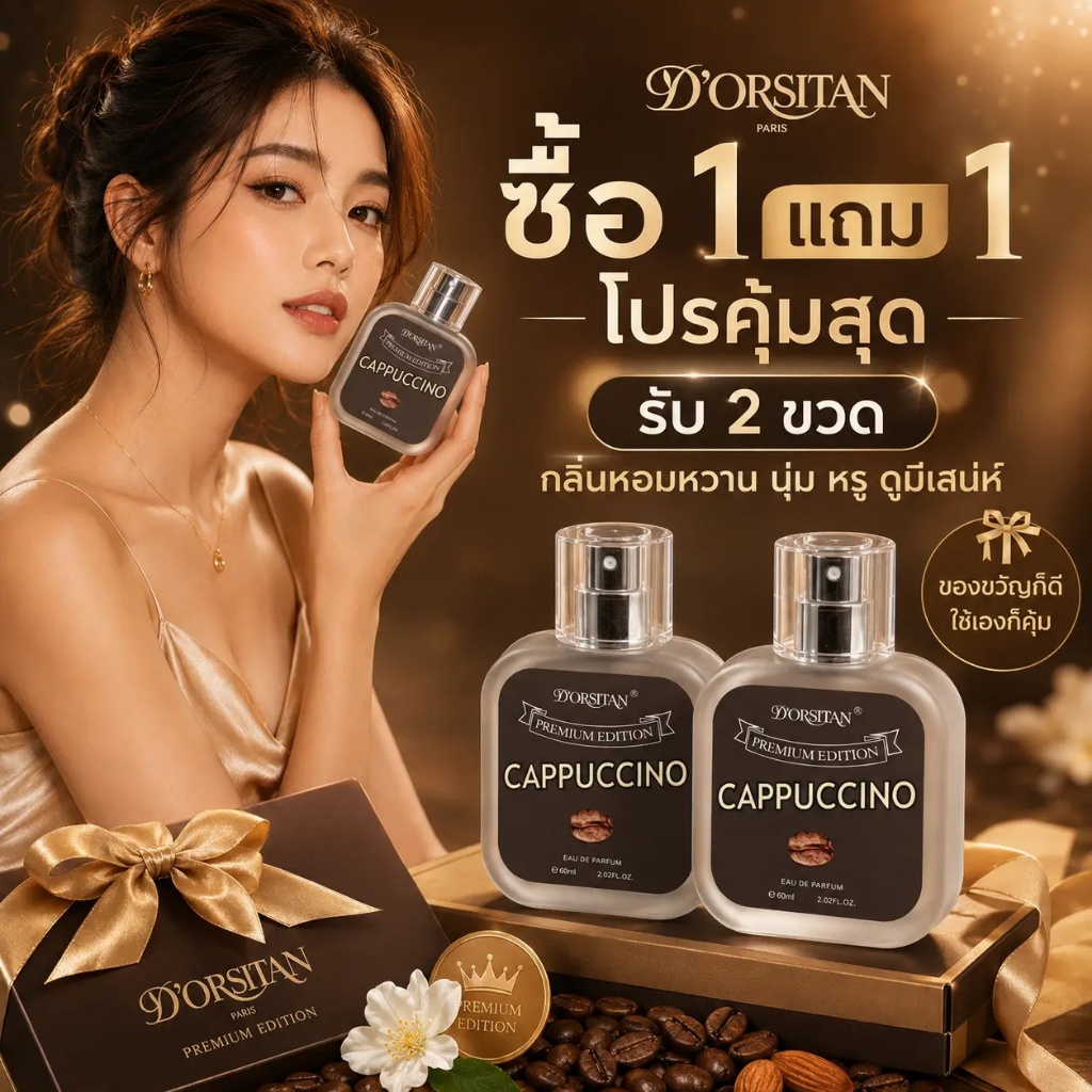 【ซื้อ 1 แถม 1】ช็อกโกแลตเวอร์ชันพรีเมียม ขนาด 60 มล กลิ่นช็อกโกแลตหอมหวาน ติดทนนาน 24 ชั่วโมง  เหมาะสำหรับผู้ชายและผู้หญิ