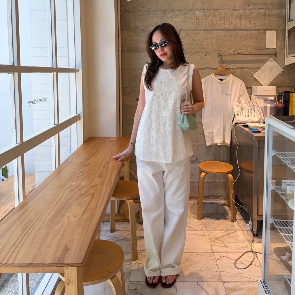 tshop เสื้อ Sunday white lace