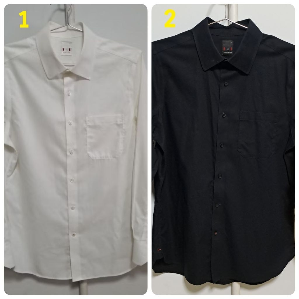 เสื้อเชิ้ตแขนยาว GQ WHITE ,BLACK SIZE 43 (มือสอง)