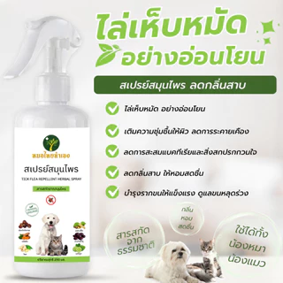 สเปรย์สมุนไพร ไล่เห็บหมัดสุนัข แมว Ticks Fleas ลดพฤติกรรมคัน อ่อนโยน 250 ml. หมอไทยทำเอง