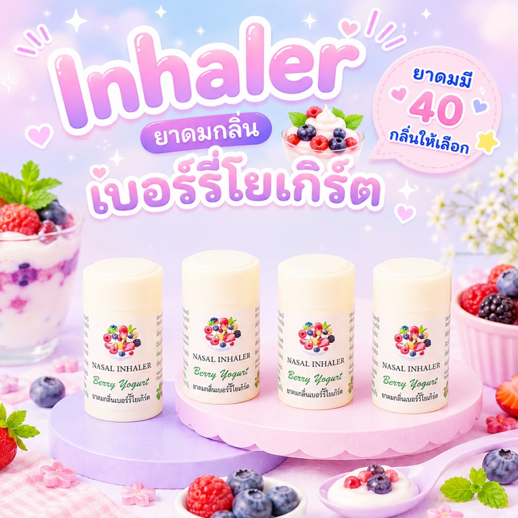 💎ยาดมกลิ่นเบอร์รี่โยเกิร์ต💎 Berry Yogurt Inhaler ยาดมกลิ่นแปลก ยาดมแฟนซี มีให้เลือกหลากหลายกลื่น ยาดมสั่งทำได้