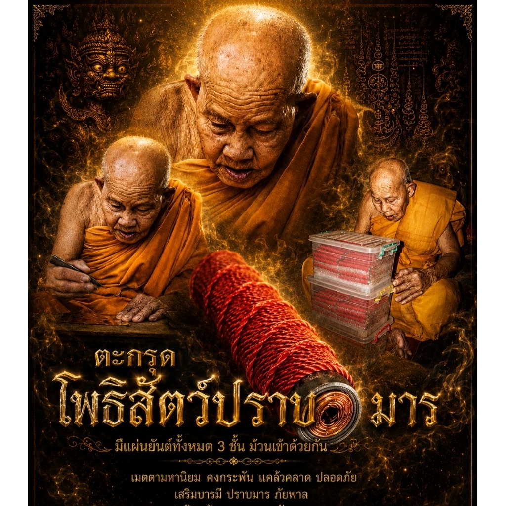 ตะกรุดโพธิสัตว์ปราบมาร ยันต์ 3 ชั้น
หลวงปู่หลา วัดโพศรี จ.ปราจีนบุรี 