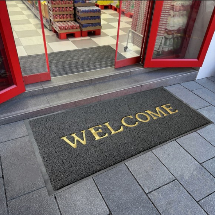 【WELCOME】 พรมปูพื้น พรมเช็ดเท้า 40x60CM PVC พรมดักฝุ่น แผ่นรองกันฝุ่น ทำความสะอาดง่าย หลายสี