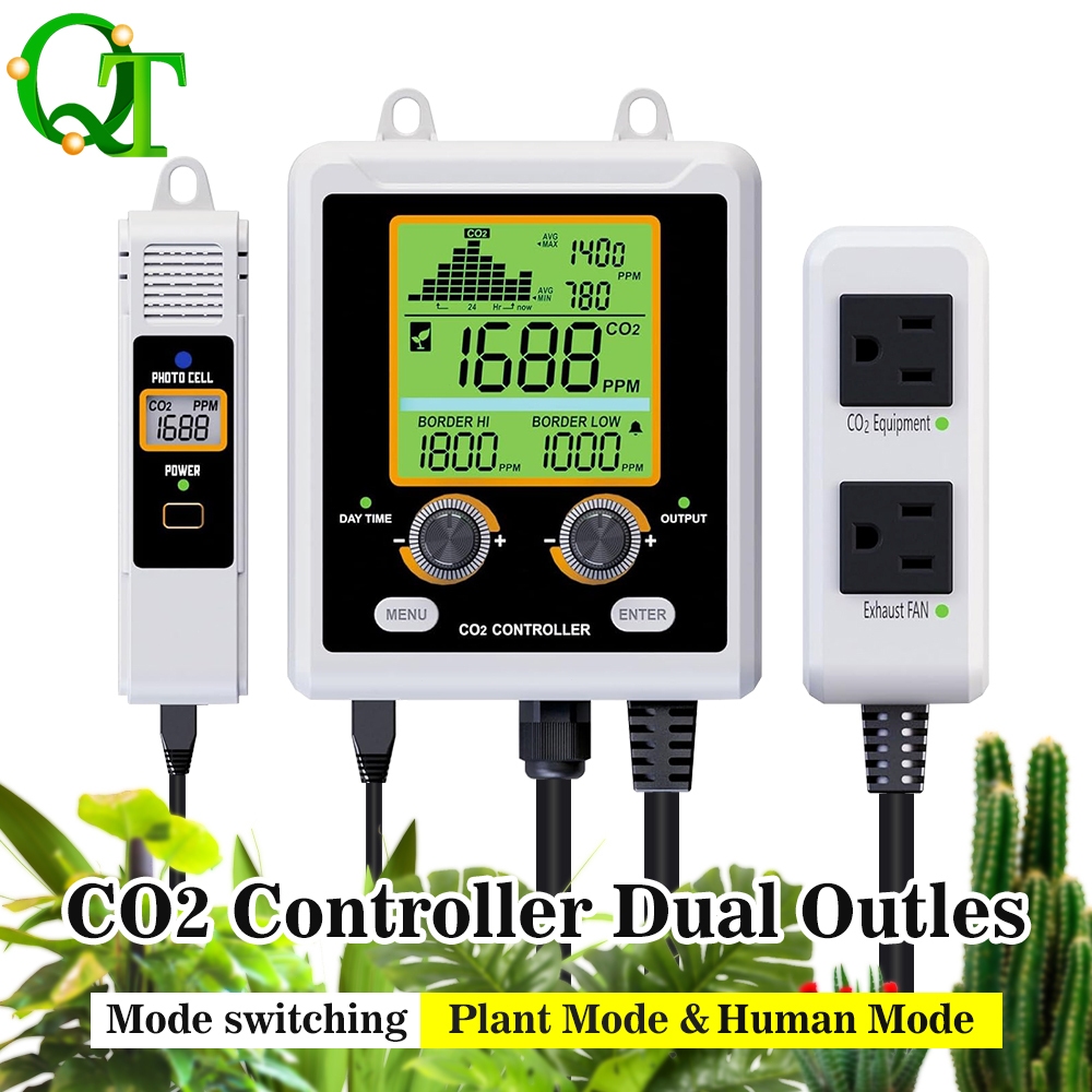 ใหม่ Co2 Controller เครื่องวัดและควบคุมก๊าซคาร์บอนไดออกไซด์ CO2 Monitor ควบคุมการเปิด-ปิด อัตโนมัติ 