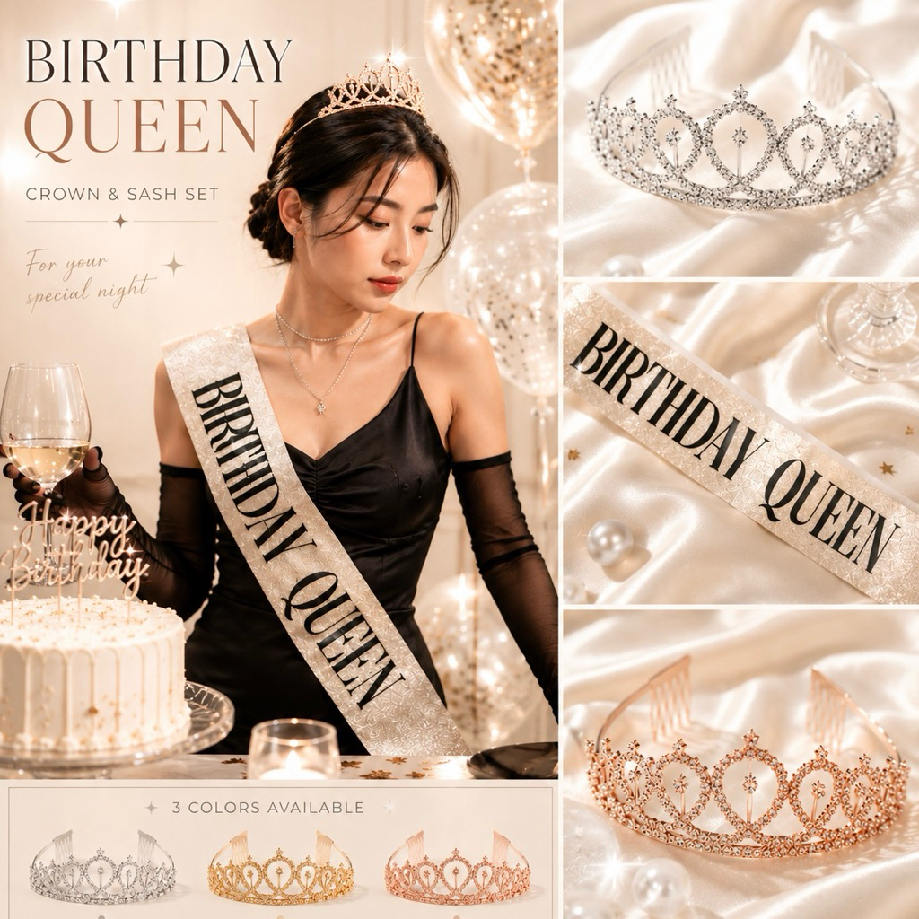 [Mimmuffin] Birthday Queen มงกุฎวันเกิด สายสะพายวันเกิด คาดผมวันเกิด Birthday