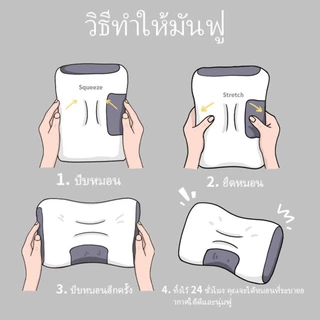 หมอน หมอนสุขภาพ แก้ปวดคอ บ่า ไหล่ สัมผัสนุ่ม 3D ลดการนอนกรน ป้องกันไรฝุ่น ไม่เสียรูปหลังนอนนาน ⚡พร้อมส่ง