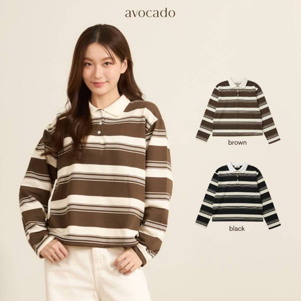 avocado - Greenville Sweater เสื้อสเวตเตอร์คอปกลายทาง ผ้านุ่ม