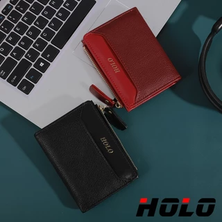 HOLO กระเป๋าเงินผู้หญิงผู้ชาย หนังเทียม เก๋ไก๋ สไตล์มินิมอล สีพื้น หลายช่อง มีซิป ป้องกันสัญญาณ RFID