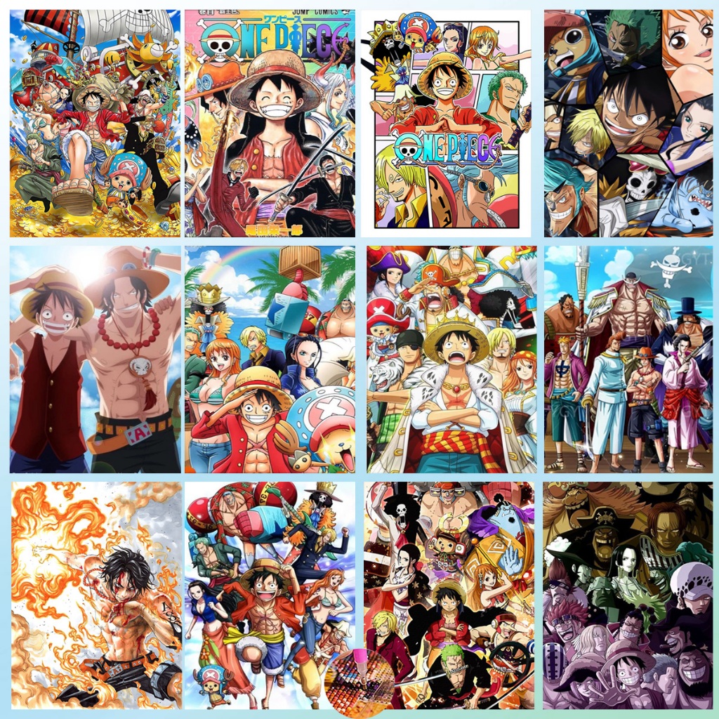 Diamond Painting 5D DIY One Piece รูปวันพีช2 ครอสติสคริสตัล 5 มิติ ปักครอสติส ภาพติดเพชร 30x40 cm