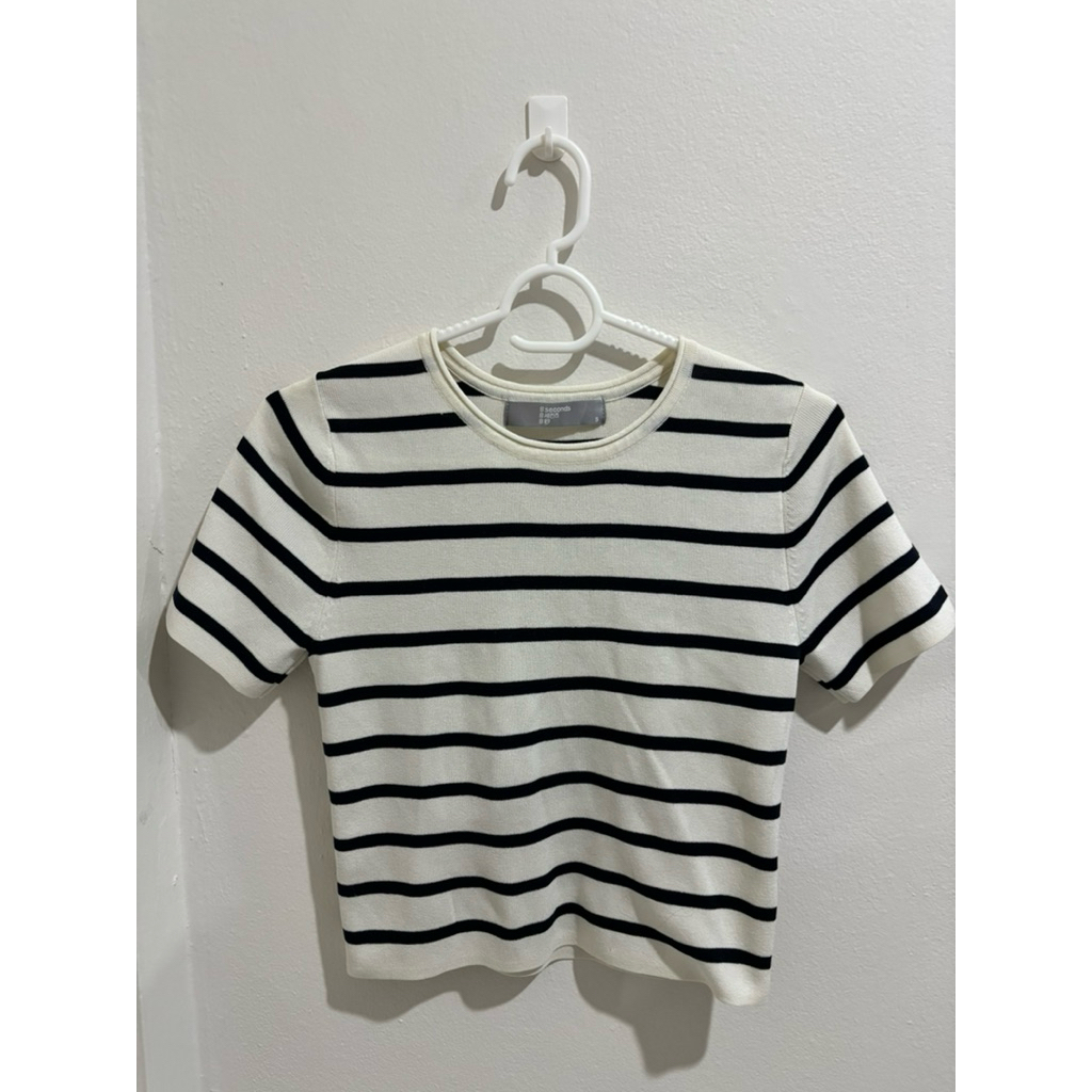 Used สภาพ99% เสื้อยืด ผ้าถัก 8 seconds korea size s