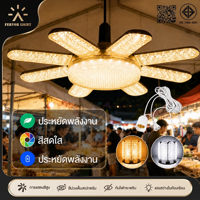 หลอดไฟ LED Bulb 120W 350W 450W หลอดไฟ ทรงใบพัด พับเก็บได้ ปรับมุมโคมไฟได้ ขั้วE27(ไม่รวมขั้ว) 220V