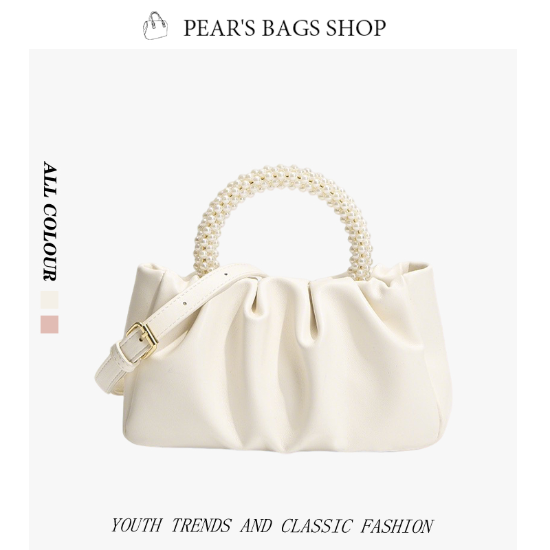 กระเป๋าถือ ladies handbags กระเป๋าถือไข่มุก การออกแบบจีบ แฟชั่นเวอร์ชั่นเกาหลี สไตล์ใหม่ อารมณ์ เหมาะสำหรับผู้หญิง