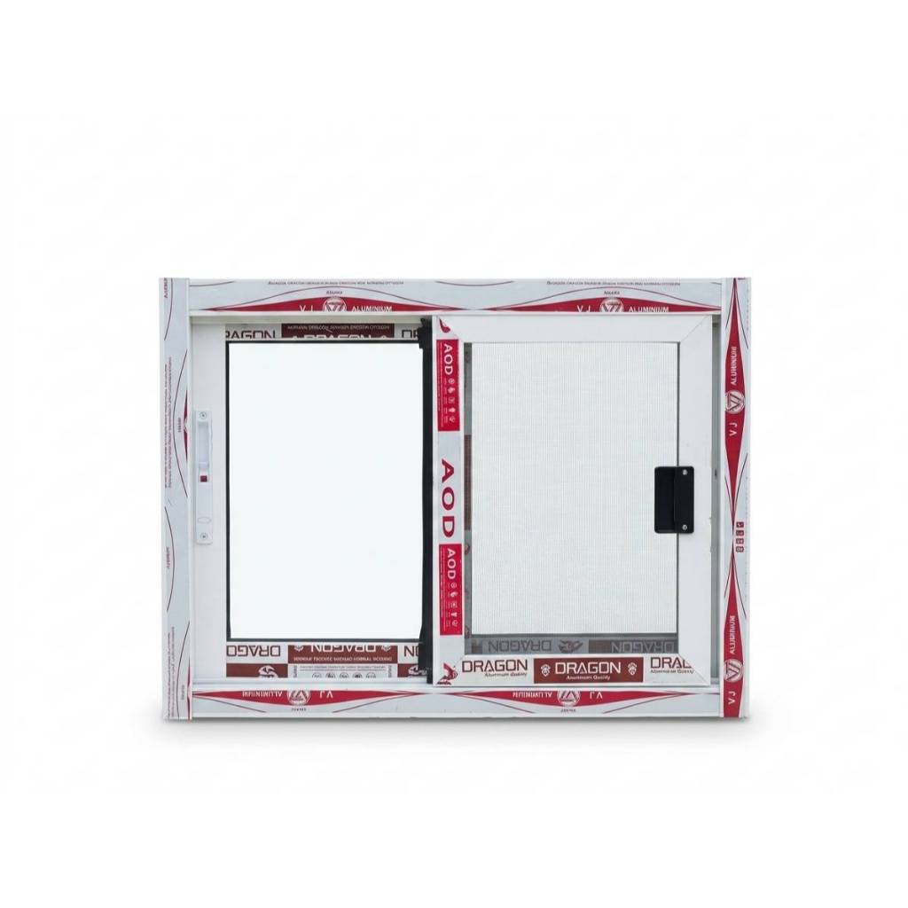 หน้าต่างบานเลื่อน 2 ช่อง ขนาด 60x80 (พร้อมส่ง) วงกบใหญ่ แบบสำเร็จพร้อมติดตั้ง