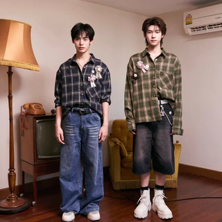 JARINYA (S-M) เสื้อเชิ้ตแขนยาวลายสก๊อต Unisex