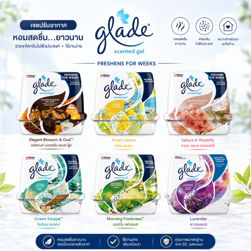 เกลด เจลปรับอากาศ Glade Scented gel ขนาด 180 กรัม หลายกลิ่น หอมมมม