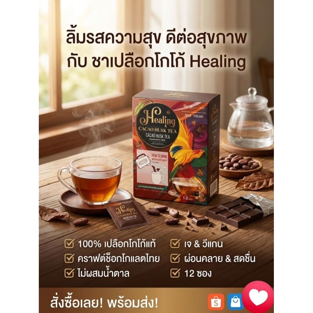 ชาช็อคโกแลต(ชาเปลือกโกโก้) ขนาด12ซอง