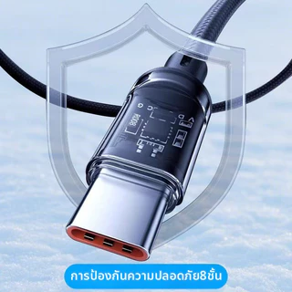 สายชาร์ตเร็ว 120W 6A สายชาร์ต usb C to type c / iOS มีไฟ LED วิ่ง ตัดไฟอัตโนมัติ สายชาร์ต usb ถักหนาพิเศษ 1/1.5/2M