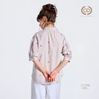 C&D Komohana Stripe Collection เสื้อปักผู้หญิง เสื้อลายปักดอกไม้ คอตตอน สไตล์ญี่ปุ่น