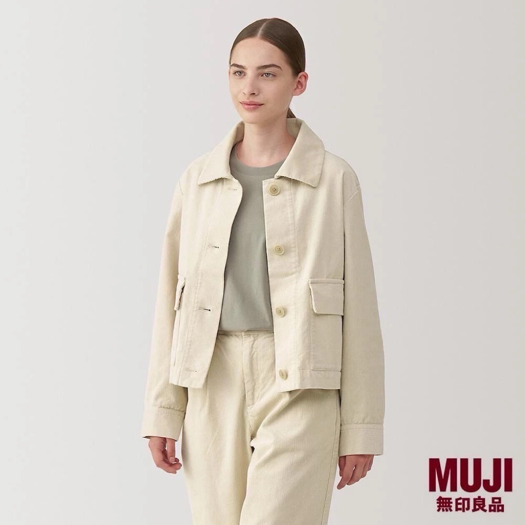 Muji Jacket เสื้อคลุมสีครีม ผ้าลูกฟูก งานแท้
