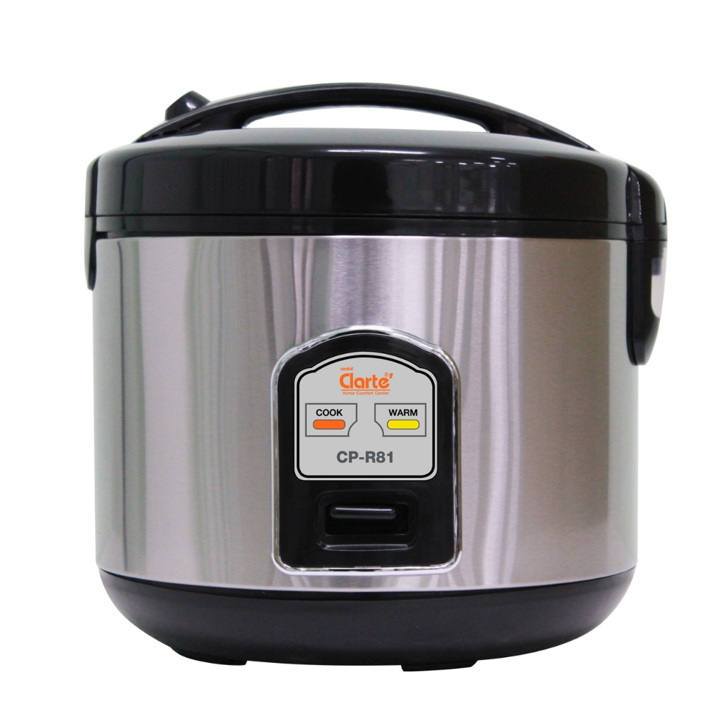 [สินค้าใหม่]Clarte'หม้อหุงข้าวอุ่นทิพย์ขนาด1.8ลิตรกำลังไฟ 750 วัตต์ภายนอกเป็นสแตนเลสสีเทาดำรุ่นCRCP-R81ดีไซน์สวยดูดี