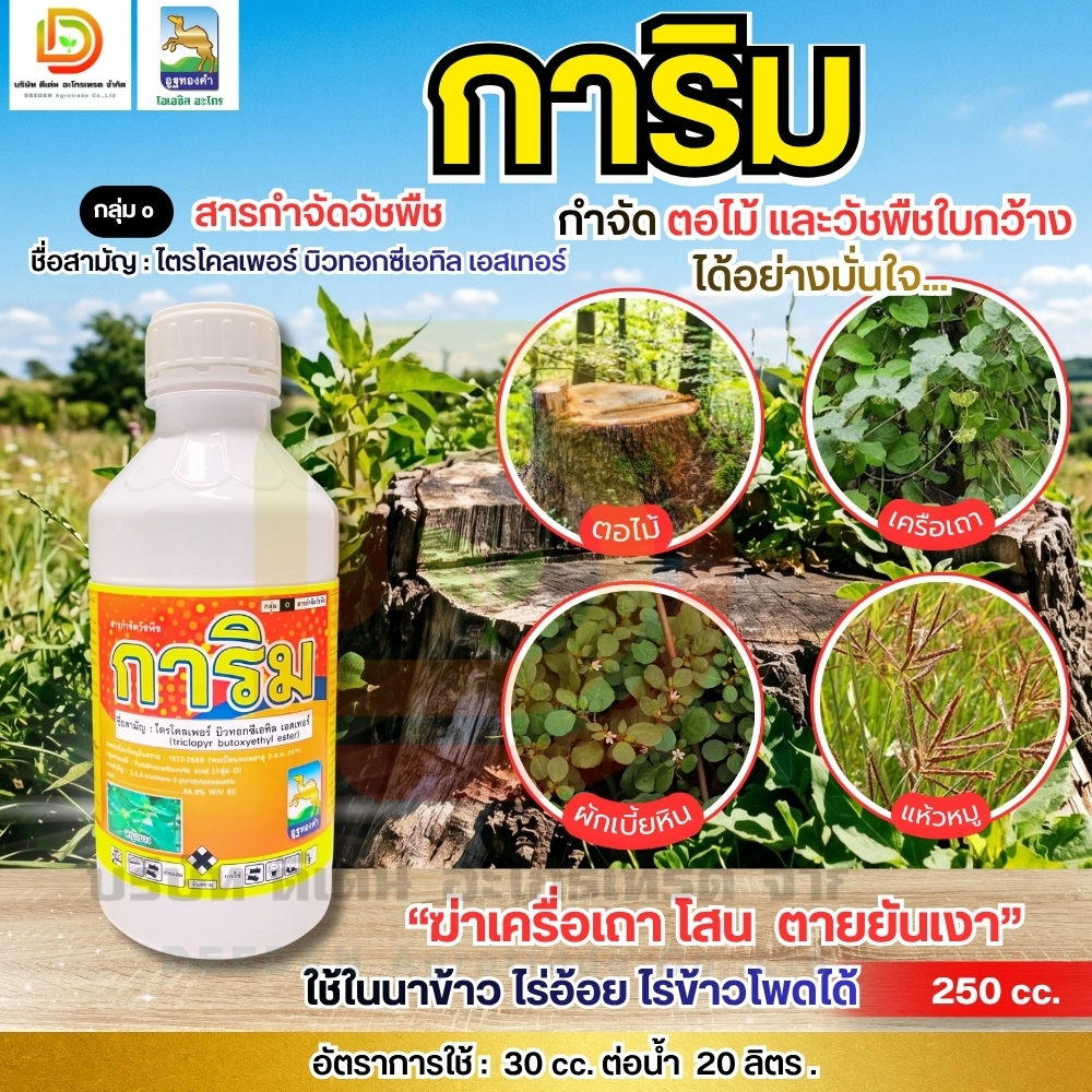 การิม #ไตรโคลเพอร์ ขนาด 250 ซีซี กำจัดหญ้าใบกว้าง ไมยราบ ผักเบี้ย ไตโคเพอร์ ยาฆ่าตอ  #กาลอน #ดีเด่นอะโกรเทรด