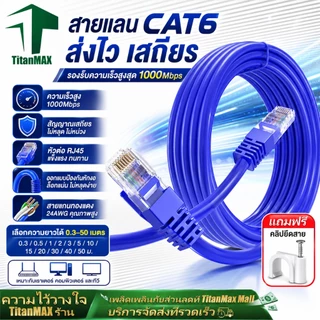 CAT6 สายแลน RJ45 1Gbps 0.3M-50M สีน้ำเงิน 1000Mbps วิ่งเต็มสเปก เคเบิลเครือข่าย อินเตอร์เน็ต สำหรับ PC แล็ปท็อป เราเตอร