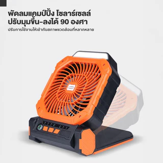พัดลมแคมป์ปิ้ง พลังงานแสงอาทิตย์ 2026 รุ่นใหม่ล่าสุด ลมแรง 4 ระดับ ใช้ไฟLED ชาร์จโซล่าเซลล์ได้ Solar Fan