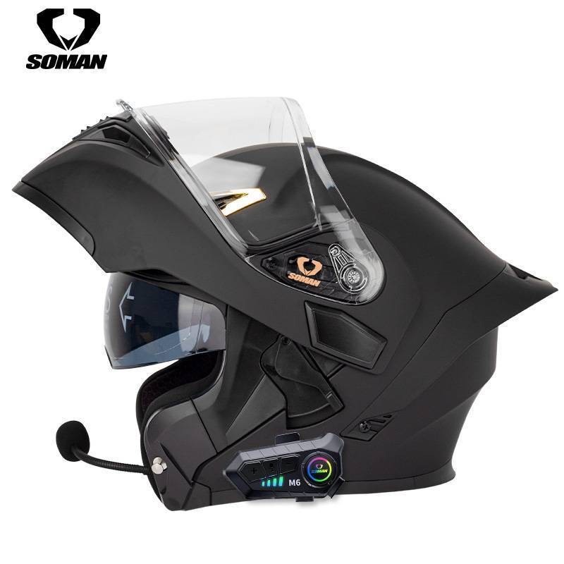 SOMAN SM955 สีดำด้าน Matte Black หมวกยกคาง แถมบลูทูธและชิว