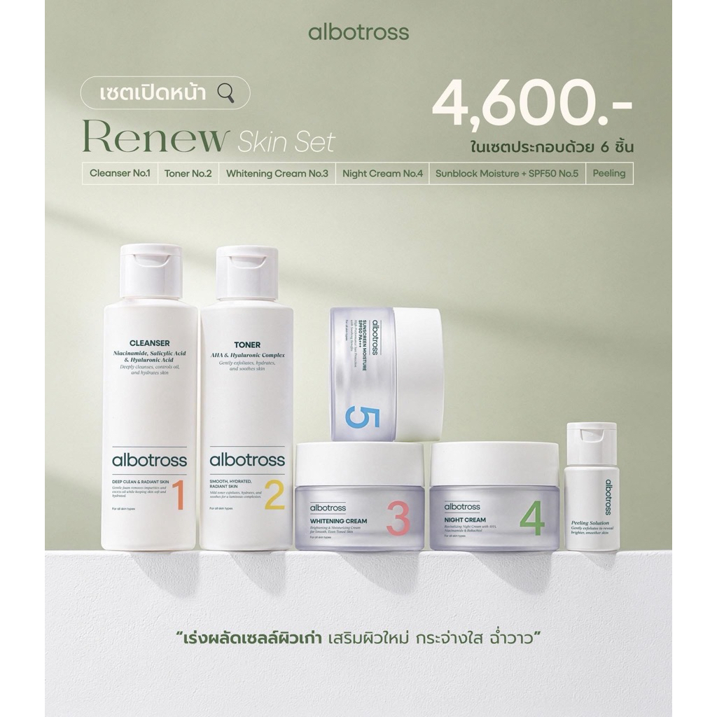 (ทักแชทก่อนสั่งเท่านั้นค่ะ) Albotross —Set เปิดหน้า Renew skin set (Best seller)