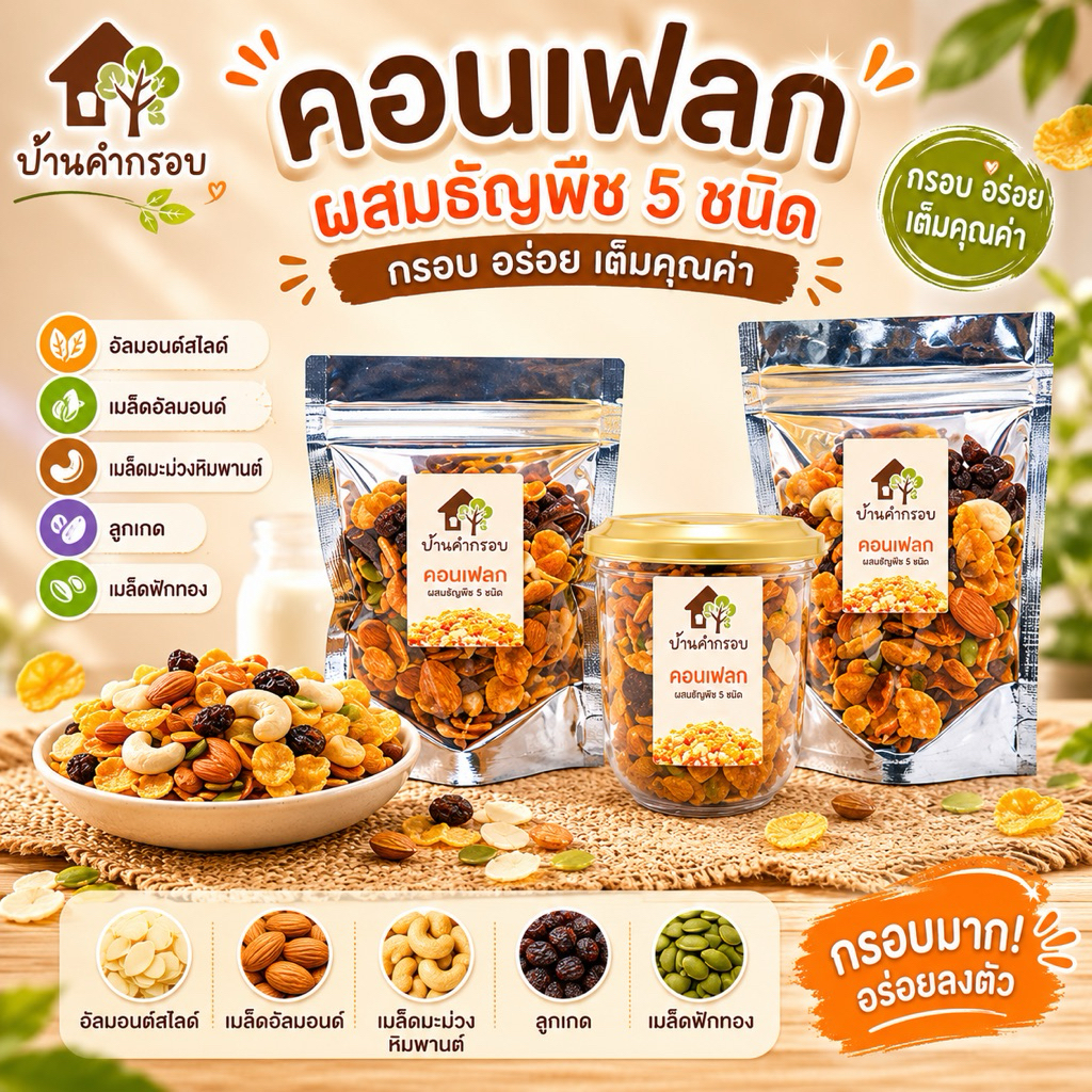 คอนเฟลกคาราเมล&ธัญพืช ขนาด 30 กรัม (มีราคาส่ง)