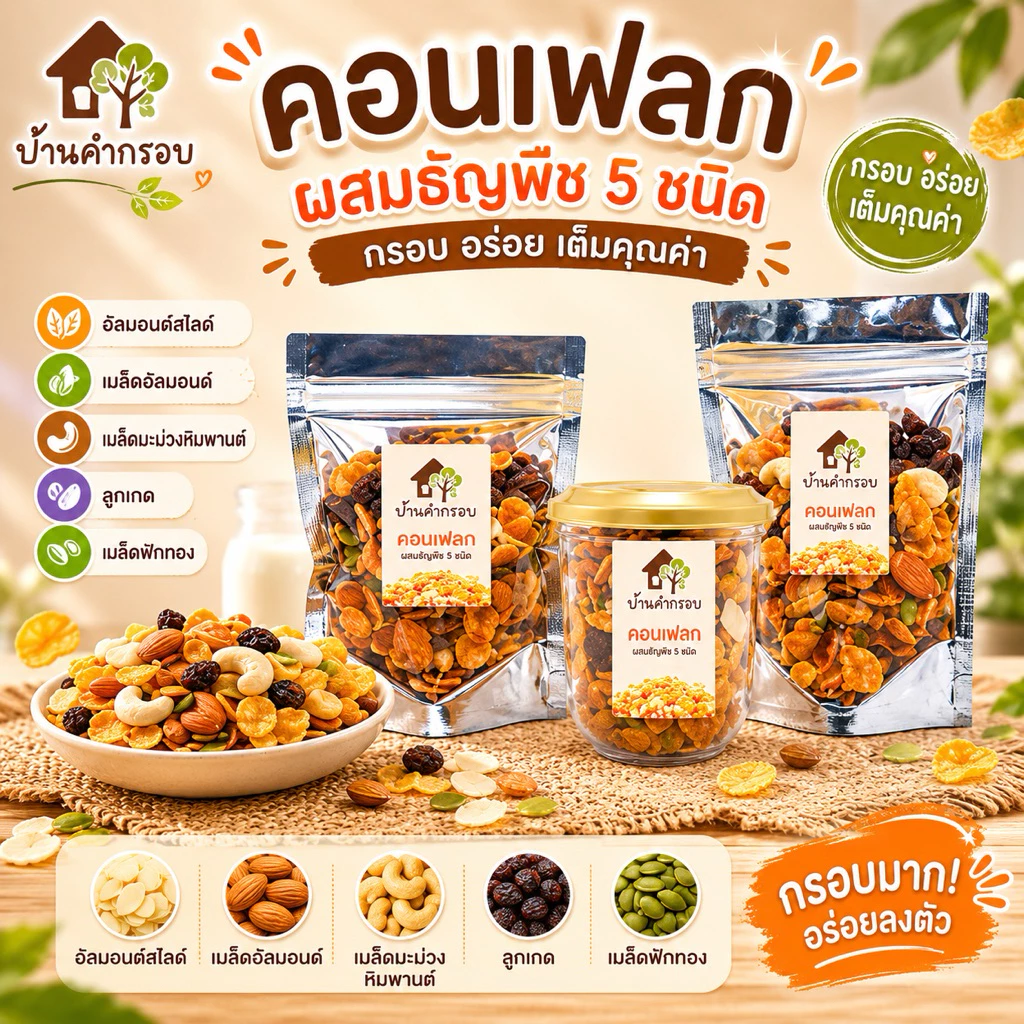 คอนเฟลกคาราเมล&ธัญพืช ขนาด 27-30 กรัม (มีราคาส่ง)
