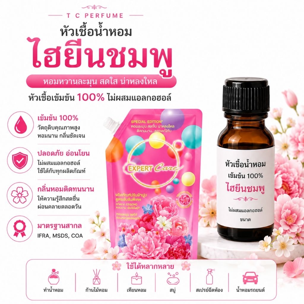 หัวเชื้อน้ำหอมกลิ่นน้ำยาปรับผ้านุ่ม หอมฟุ้ง  เข้มข้น ไม่ผสมแอลกอฮอล์
