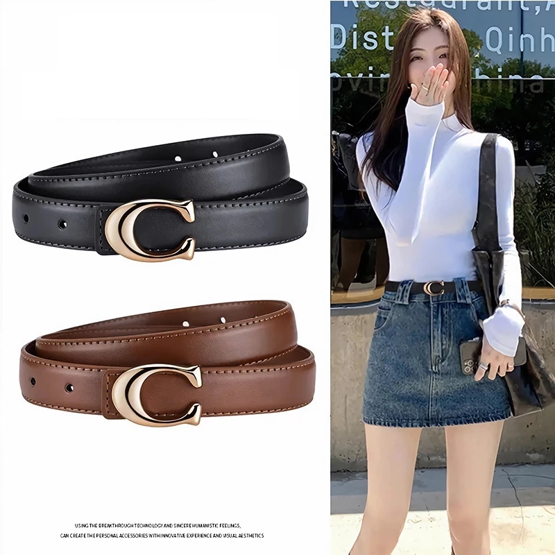 【ส่งไวจากไทย】เข็มขัดบางเรียบง่ายสำหรับผู้หญิง เข็มขัดโลหะผสมตกแต่งระดับไฮเอนด์ Women's belt