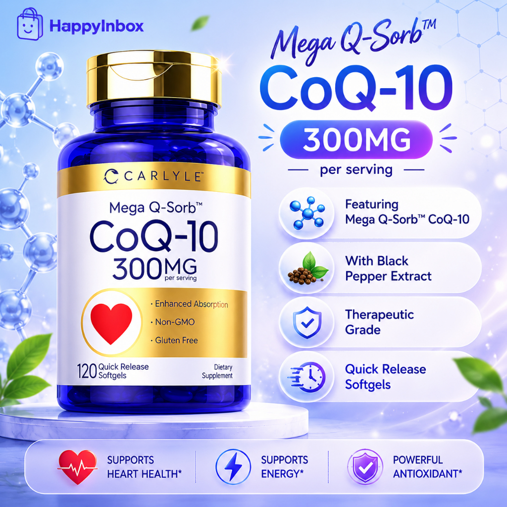 Carlyle CoQ10 300mg Mega Q-Sorb with Black Pepper | 120 Softgels