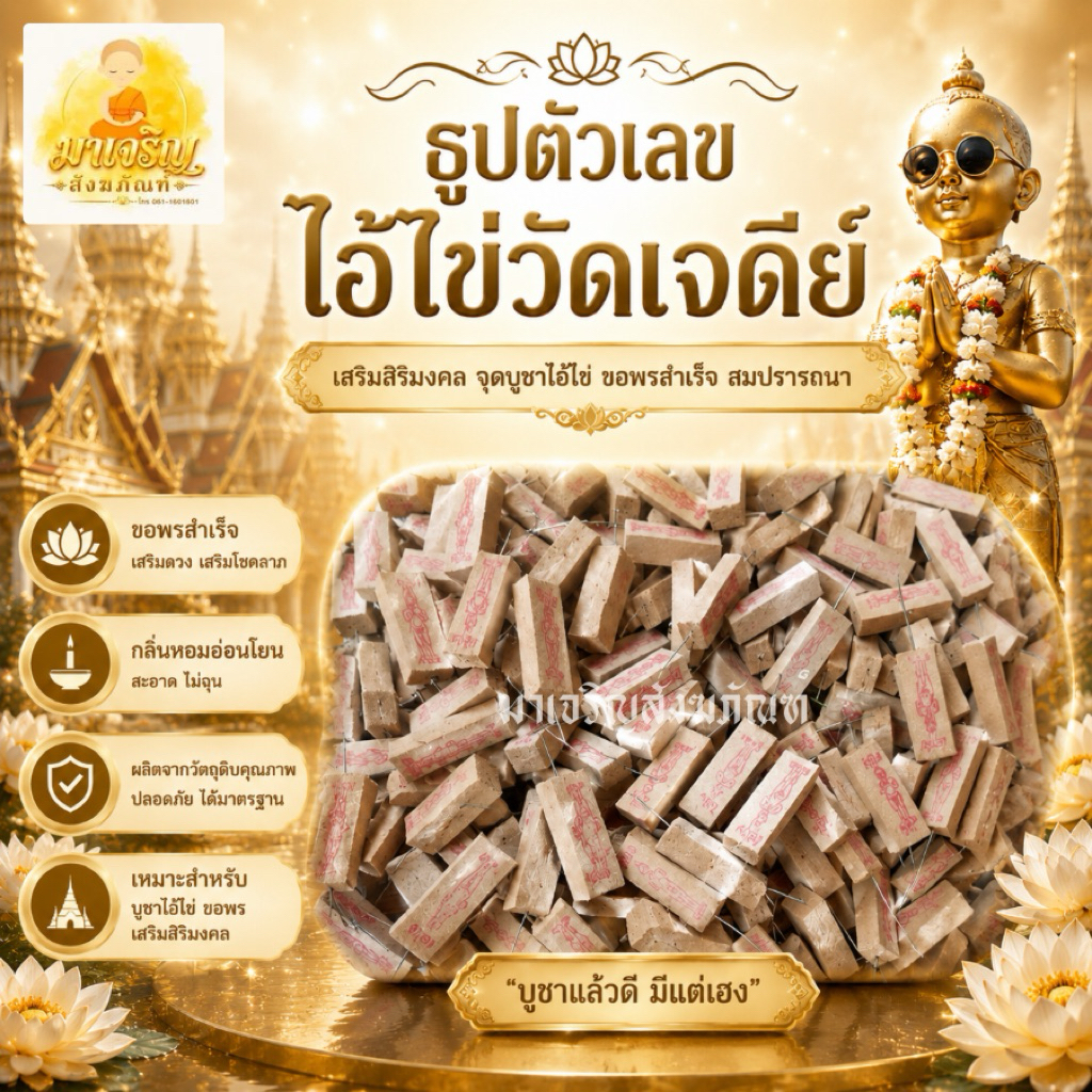 ธูปหวยไอ้ไข่วัดเจดีย์ ธูปตัวเลข (บรรจุ 1 ชิ้น)
